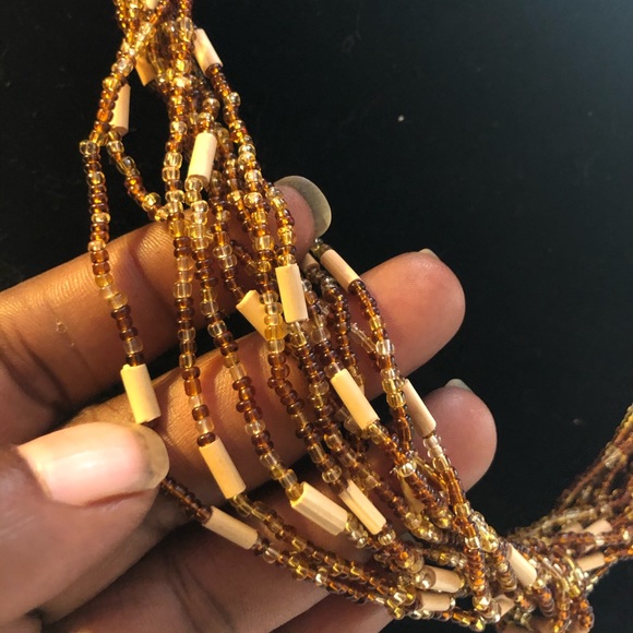 Brown and beige sea bead necklace - Picture 3 of 3